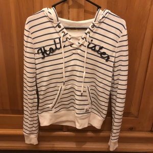 Hollister Blue and White Striped Sweatshirt Size XS